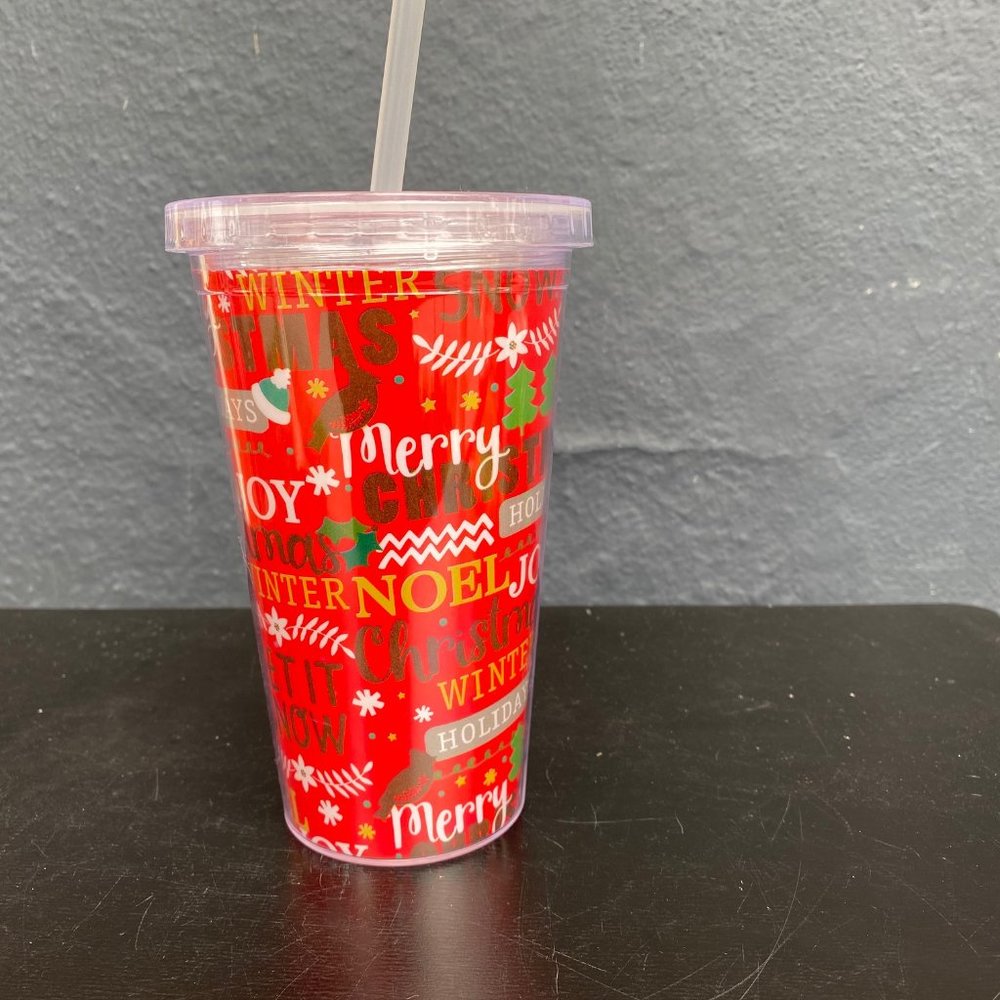 Christmas Holiday Noel Tumbler Cold Cup NWT